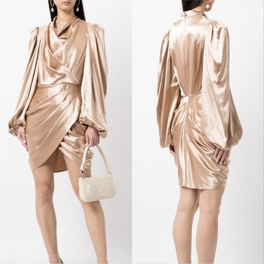 NWT Acler Jefferson Satin Golden Mini Dress, size 2